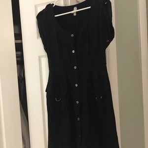 Anthropologie Black mid-length button dress